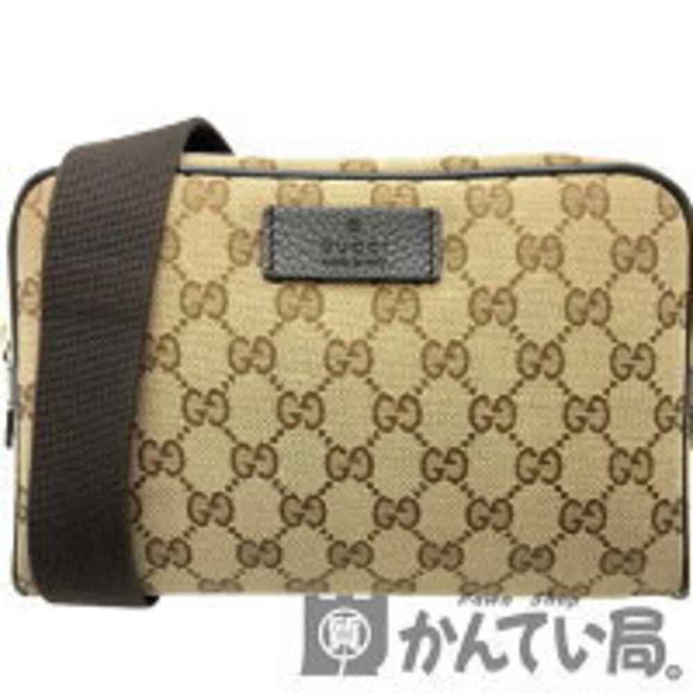GUCCI GG Canvas Body Bum Crossbody Belt Bag Waist Clutch Beige Brown